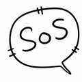 speech bubble cartoon illustration , text SOS Royalty Free Stock Photo