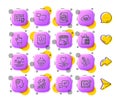 Speech bubble, Certificate and Engineering line icons. For web app, printing. App 3d buttons icons. Vector