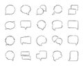 Speech Bubble charcoal draw line icons vector set Royalty Free Stock Photo