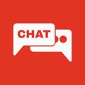 The speech bubble with a chat icon. Internet and forum, blog, online symbol. Flat Royalty Free Stock Photo