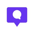 Speech bubble chat icon with pin mark. Comment symbol