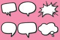 Speech Bubble Chat Icon Sticker Collection Premium Vector Set Pink Background