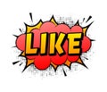 Speech bubble for comic text Like. Cartoon comic sign. Effects explosion. Royalty Free Stock Photo