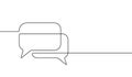 Speech bubble. Communicate hand drawn continuous line. Black icon web help isolated on white background. Feedback comment. Support Royalty Free Stock Photo