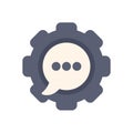Speech bubble communicating inside gear wheel icon Royalty Free Stock Photo