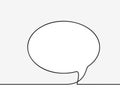 Continuous line drawing of oval speech bubble, Black and white vector minimalistic