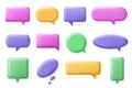 Speech bubble, 3d chat message elements, conversation dialog icons. Online social media speech bubbles shapes vector