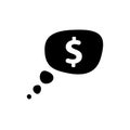 Speech bubble with dollar icon vector. thought about money illustration sing. economy symbol. Bank logo.