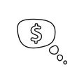 Speech bubble with dollar icon vector. thought about money illustration sing. economy symbol. Bank logo.