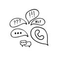 Speech Bubble Doodle Set. Hand Drawn Sketch Chat Bubbles Icon Isolated on White Background. Vector Illustration Royalty Free Stock Photo
