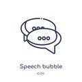 speech bubble with ellipsis icon from shapes outline collection. Thin line speech bubble with ellipsis icon isolated on white