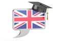 Speech bubble with English flag, learning concept. 3D rendering Royalty Free Stock Photo