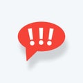 Speech bubble with exclamation mark. Exclamation mark. Hazard warning symbol. Flat design style. Red attention sign icon Royalty Free Stock Photo