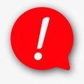 Speech bubble with exclamation mark. Red attention sign icon. Hazard warning symbol. Vector illustration in flat style Royalty Free Stock Photo