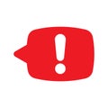 Speech bubble with exclamation mark. Red attention sign icon. Hazard warning symbol. Royalty Free Stock Photo