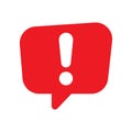 Speech bubble with exclamation mark. Red attention sign icon. Hazard warning symbol. Royalty Free Stock Photo