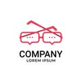 Speech Bubble with Eyeglasses Logo Design Vector Inspiration