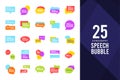 25 Speech Bubble Flat icon pack. vector illustration