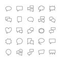 Speech bubble speech flat line icons. Chat, comment, idea illustrations. Thin signs for communication concept. Pixel Royalty Free Stock Photo