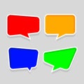 Speech bubble frame for message talk, copy space text, colorful speech bubble square isolated on grey, label speech bubble red