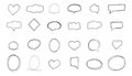 Speech bubble frame scribble fast hand drawing, pent or marker drawing. Comic sketch border, highlight. Cloud, heart
