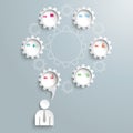 Speech Bubble Gear Machine Businessman 6 Options PiAd Royalty Free Stock Photo