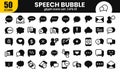 Speech bubble glyph icons set.Web glyph line icons collection related chat,message, speaking, talking, discussion Royalty Free Stock Photo