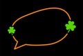 Speech bubble with green clover sign on black background