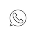 Speech bubble with handset line icon