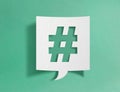 Speech bubble with hashtag symbol Royalty Free Stock Photo