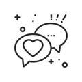 Speech bubble with heart line icon. Conversation chat dialog message. Happy Valentine day sign and symbol. Love couple