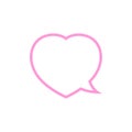Speech bubble heart shape pink isolated on white, dialog heart for graphic chat talk sign, speech bubble for copy space,