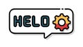 Speech Bubble with \'HELO\' and Gear Icon, Support & Settings, vector design Generative AI Royalty Free Stock Photo