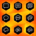 Speech bubble. Hexagonal icons set on abstract ora Royalty Free Stock Photo