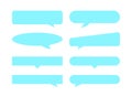 Speech bubble horizontal blue pastel soft isolated on white, horizontal frame speech bubble shape, dialog box balloon for text