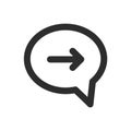 Speech bubble icon featuring right pointing arrow, representing communication flow and directional progress Royalty Free Stock Photo