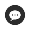 Speech bubble icon isolated on black round background. Vector chat button Royalty Free Stock Photo