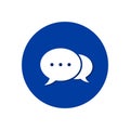 Speech bubble icon isolated on blue round background. Vector button Royalty Free Stock Photo