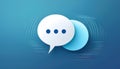 speech bubble icon representing messages, communication, or chat, set against a vibrant background with text lines Royalty Free Stock Photo
