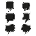 Speech bubble icons. Abstract chat symbols. Distorted message shapes. Black outline vector.