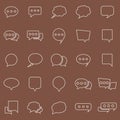Speech Bubble line color icons on brown background Royalty Free Stock Photo