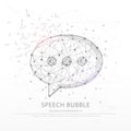 Speech bubble line and composition digitally drawn broken a part triangle shape and scattered dots low poly wire frame Royalty Free Stock Photo
