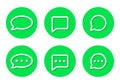 Speech bubble line icon vector in green circle. Chat, message, comment sign symbol