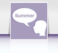 Speech Bubble with man head silhouette, summer word on it Royalty Free Stock Photo