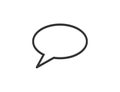 Speech bubble message. Outline dialogue label. Balloon chat icon. Talking blank frame. Isolated discussion template in flat design