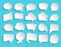 Speech bubble message paper cut comic tag icon set Royalty Free Stock Photo