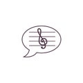 Speech bubble with music note flat style icon