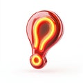 A speech bubble with a neon exclamation mark hazard warning attention sign icon isolated on a white background Royalty Free Stock Photo
