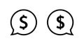 Speech bubble outline with dollar icon. Money message and financial communication symbol Royalty Free Stock Photo