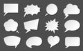 Speech bubble paper cut dialog sticker flat set Royalty Free Stock Photo